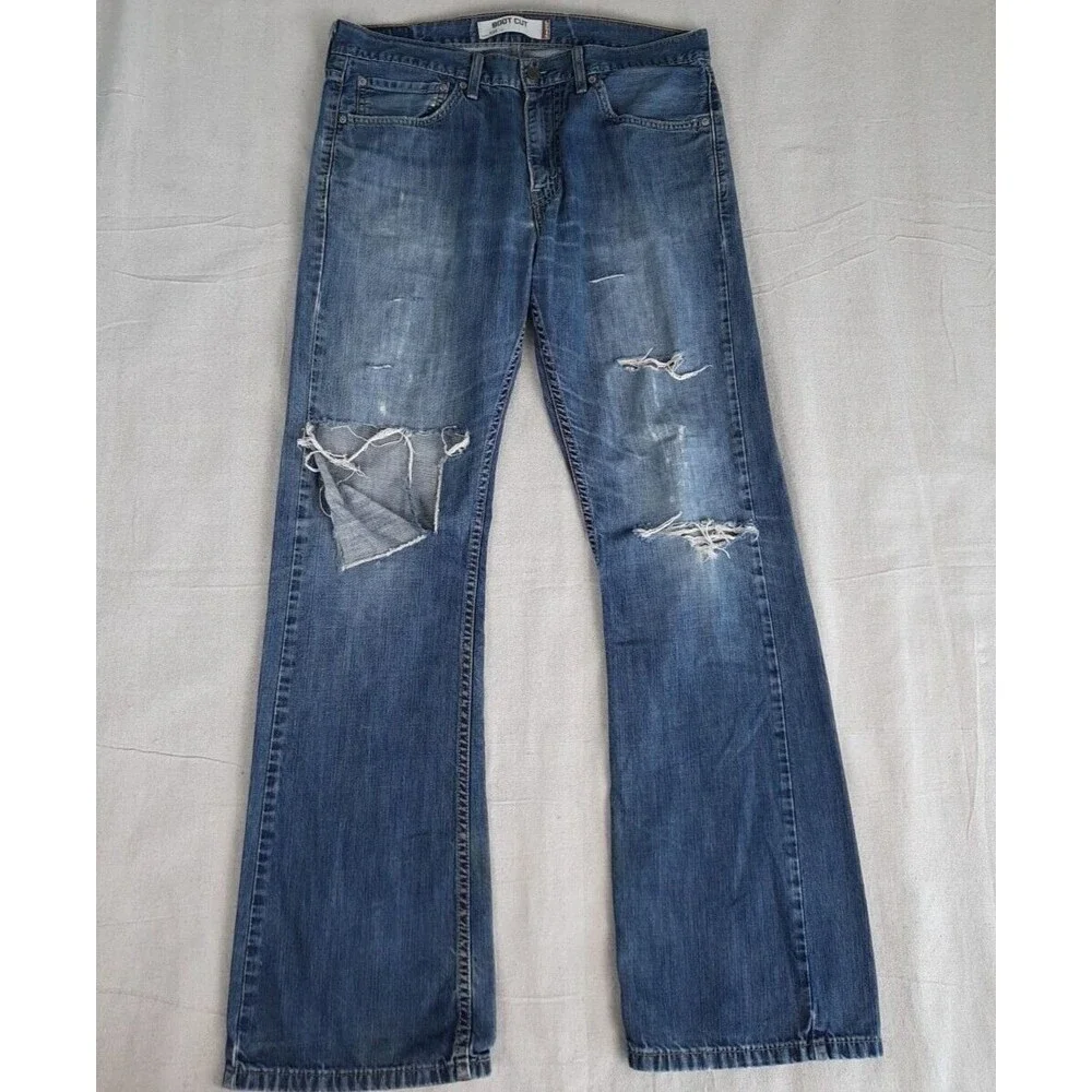 Levis 527 Jeans Mens 34 35x32 Boot Distressed Thrashed Mid Rise‎ Cowboy Western